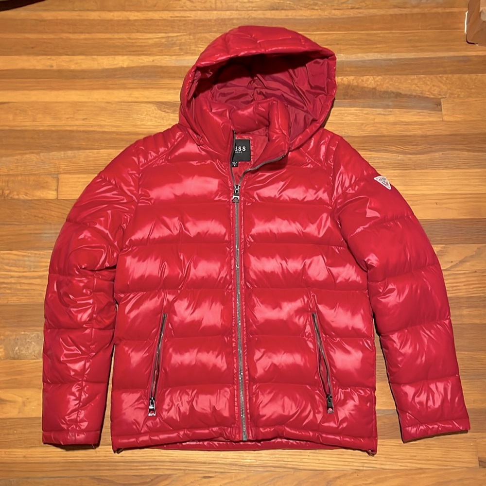 GUESS Red Puffer Jacket